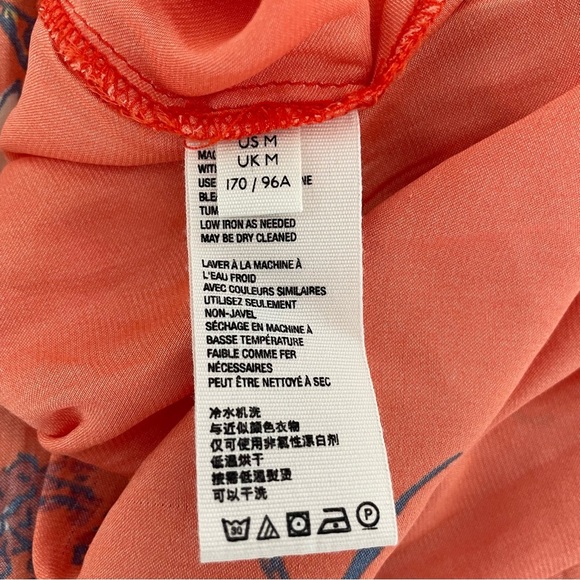 Free People Red Orange Positano Printed Blouse Top 37617 - Picture 7 of 10